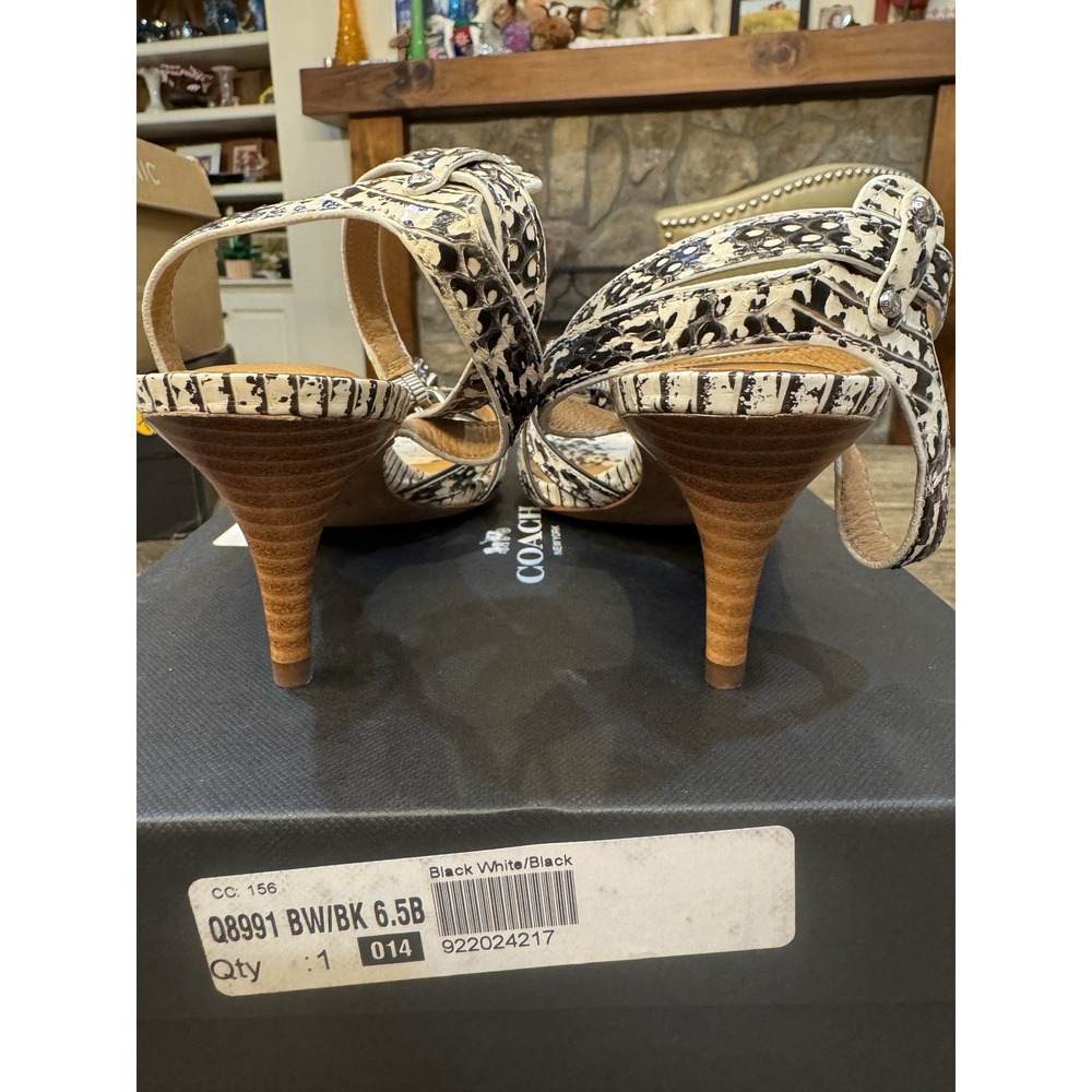Coach Meg heel ankle-strap sandal featuring a kitten heel Genuine Snakeskin - Picture 6 of 11